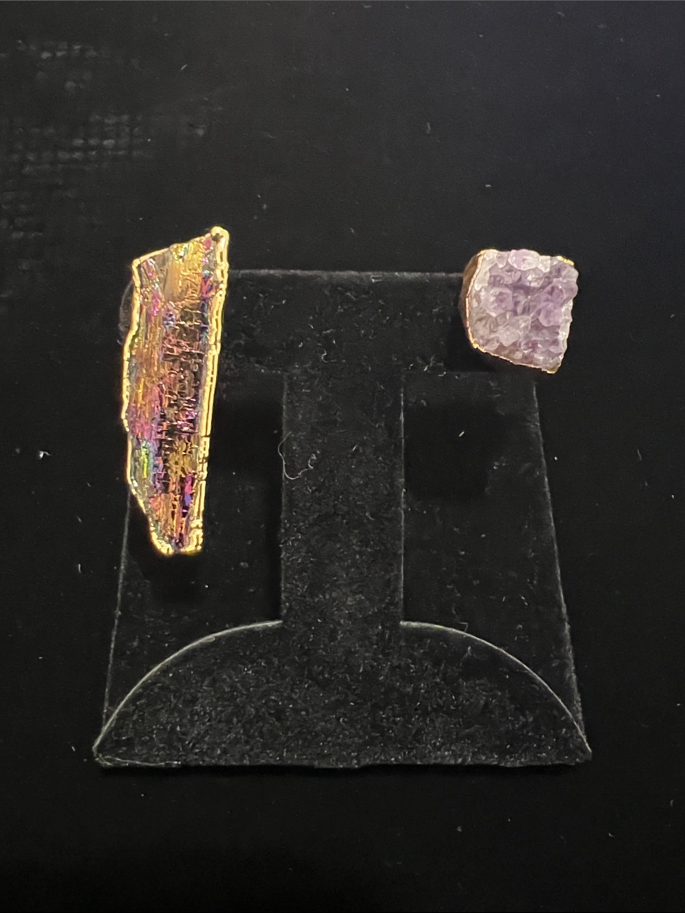 Dara Ettinger 14k plated Mismatched Raw Stone Stud Earrings